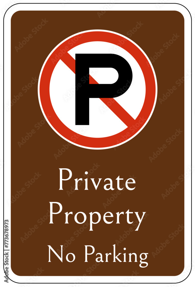 Wall mural campground parking sign private property, no parking