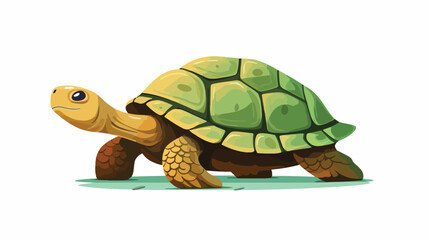Green turtle animal line drawing flat cartoon vacto