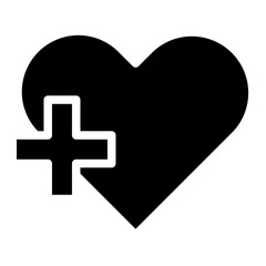 Obraz premium simple heart love icon with life health care cross vector giving charity support symbol illustration