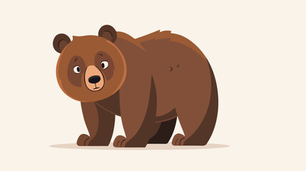 Grizzly bear with dizzy eyes illustration flat cart
