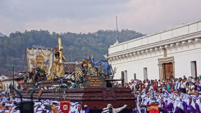 Procession of Jesus Nazareno de la Merced in Antigua Guatemala. Palm Sunday