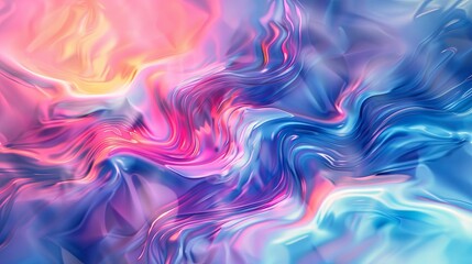 Iridescent translucent 3D liquid background with grey tone light rainbow colors