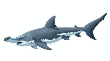 Fototapeta premium Hammerhead shark on white background illustration f