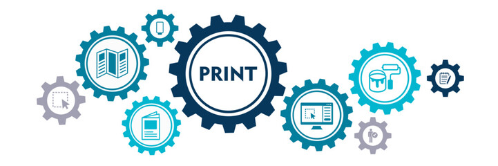 Banner printing vector design concept - obrazy, fototapety, plakaty
