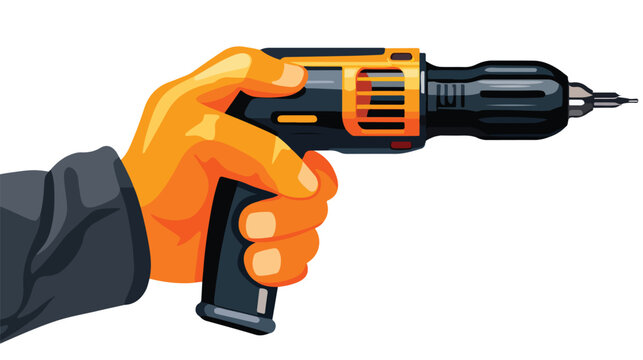 Hand holding screwdriver tool icon image flat carto