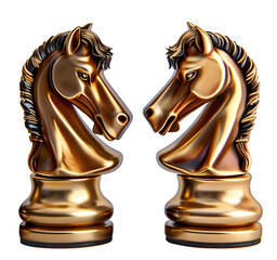 Gold Chess Knight isolated on transparent Background. - 773680542