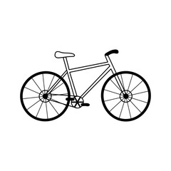 Bicycle doodle vector illustration. Cute hand drawn element of bike silhouette isolated on white background