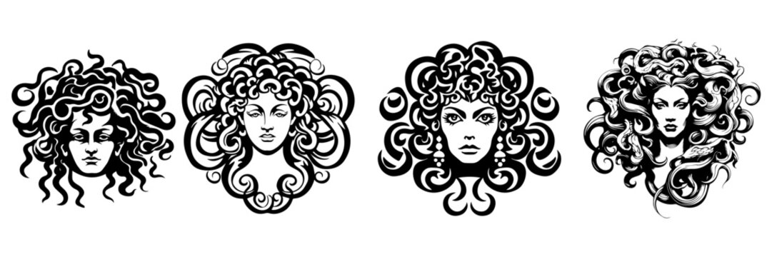 black and white medusa god