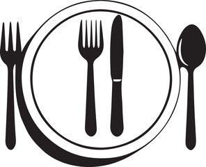 Hand drawn sketch of fork spoon and knife