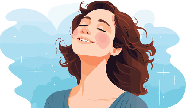 Happy woman sideview icon image flat cartoon vactor