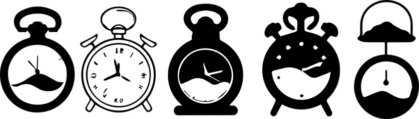 Black and white sketch of clocks 