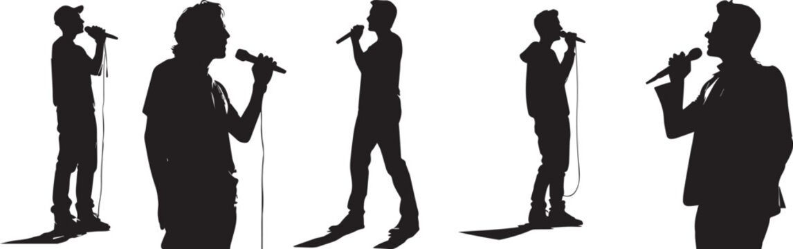 Black and white sketch of person singing 
