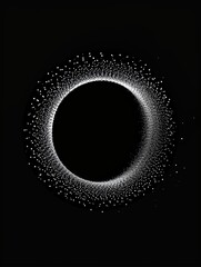 A black and white photograph of a circular object, featuring distinctive patterns and textures