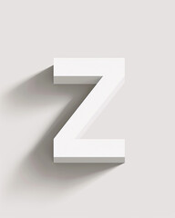 Isometric "Z" in a pristine white with a strong shadow against a gradient light grey.