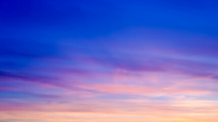Beautiful multicolored clouds in the sky. Panoramic view of the sky. Bright colors of clouds in the...