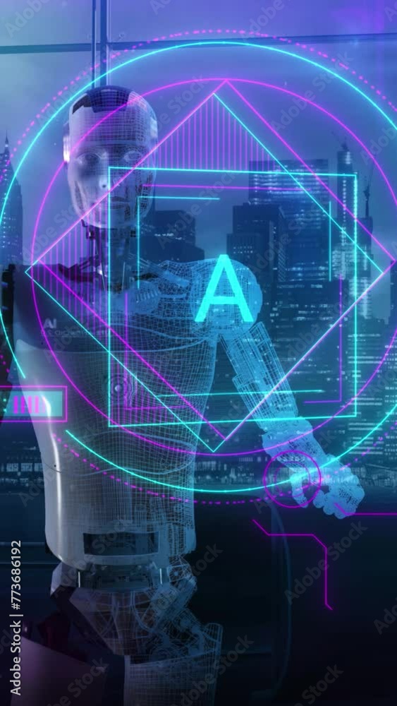 Wall mural artificial intelligence works in the digital space. 3d render