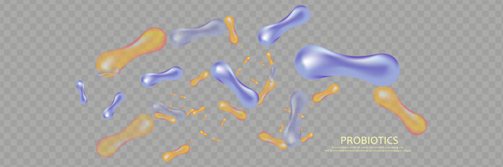 Probiotics bacteria vector illustration. Biology, science background. Medicine and treatment.