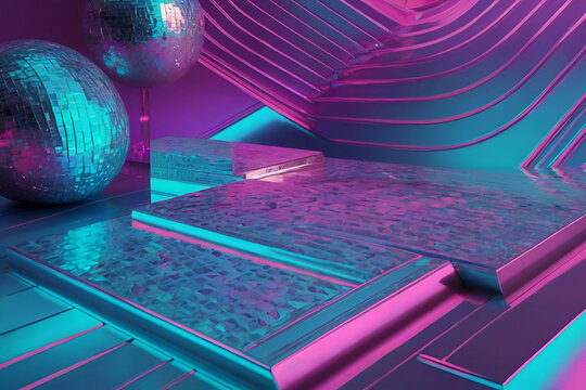 Modern beautiful holographic background in 80s style