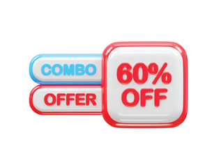 60 percent off sale text illustration 3d rendering