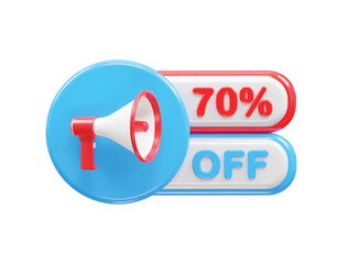 70 percent off sale text illustration 3d rendering