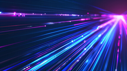 Fototapeta na wymiar Abstract technology futuristic glowing blue and purple light lines with speed motion . Generative Ai