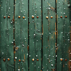 Cozy Dark Green Wood Backdrop with Snow and Coffee
