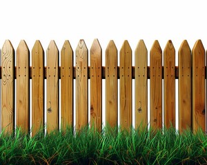 A wooden fence with a green grassy area in front of it