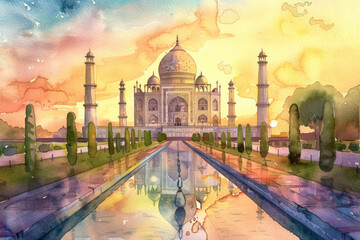 Fototapeta na wymiar The Taj Mahal is a beautiful palace in India