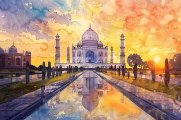Fototapeten The Taj Mahal is a beautiful building with a lot of detail © Formoney