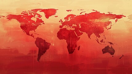 Artistic Global Map in Warm Tones on Textured Background
