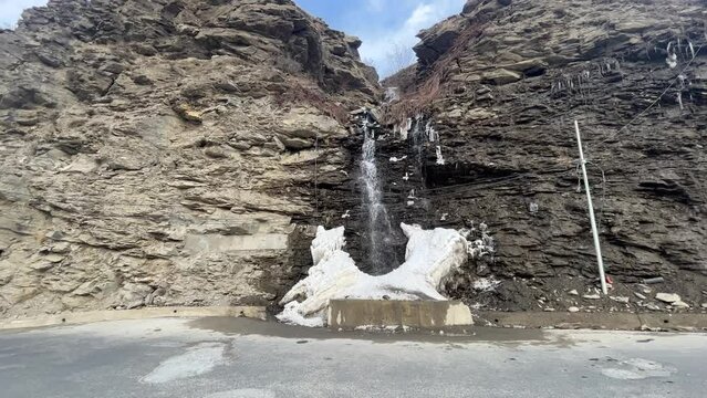 Snow filled mountains with blue skies landscape near Manali Kashmir Rothang pass India