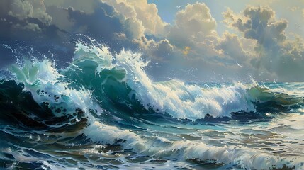 Massive Sea Wave: Stunning Aquatic Display, Coastal Scene, Nature's Force.