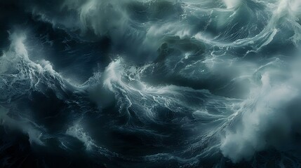 Dynamic Ocean Storm: Dramatic Seascape Background with Raging Waves and Clouds