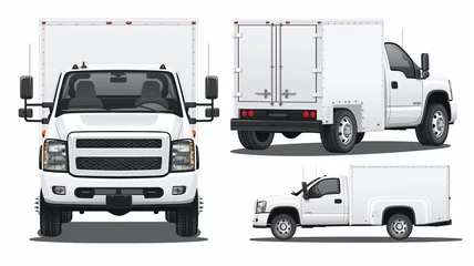 Foto op Plexiglas white truck vector illustration, clip art set on white background, mockup © mister