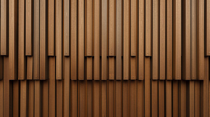 texture A panoramic banner showcases a long expanse of brown wooden acoustic panels, creating a textured wall surface

