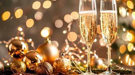 Toast to the New Year: Celebrating with Sparkling Champagne Glasses