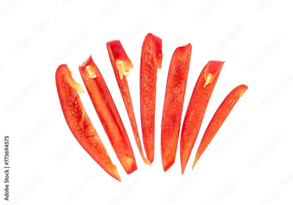 Sticker red chopped sweet bell pepper isolated