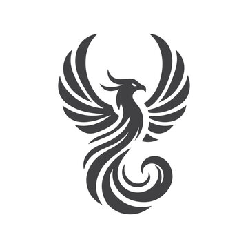 Modern Phoenix Logo Monochrome Design