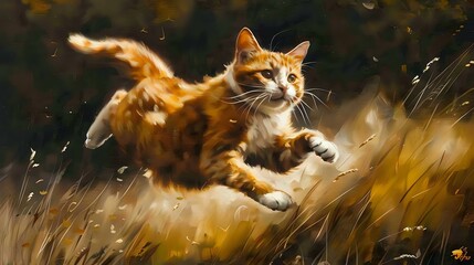 Jumping Kitten: Energetic Cat in Action, Caught in Stunning Photograph
