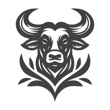 Bull Head Logo Monocrome Design
