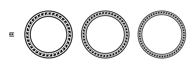 Greek frame, Circle Frame, Decorative border, vintage ornaments with seamless pattern vector illustration
