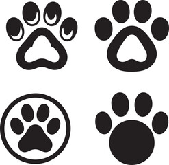 Cat and dog paw vector illustration icons set. paw print sign and symbol for t-shirts, backgrounds, patterns, websites, showcase designs, greeting cards, child prints and etc.