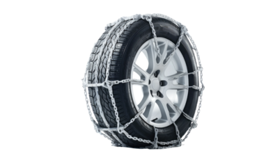 Tire Snow Chain Installation Isolated on Transparent Background