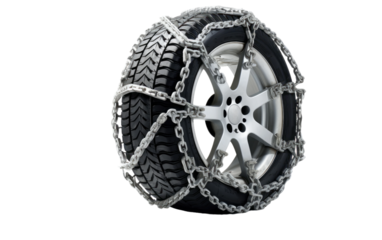 Heavy-duty Tire Snow Chain Set Isolated on Transparent Background