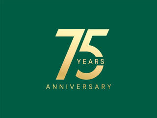 75th Anniversary luxury gold celebration with Italics number style logo typography vector design concept. Seventy-five Years anniversary gold typography template for celebration event, business, web.