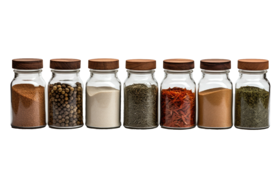 Minimalist Spice Jar Collection Isolated on Transparent Background