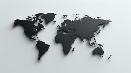 Map of the World on White: Ideal for Contrast and Clarity in Designs