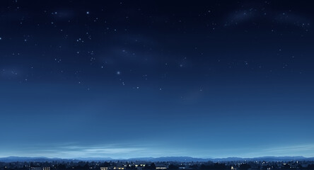 The deepening night sky that hovers above a suburban small city at just past dusk; background image - obrazy, fototapety, plakaty