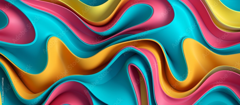 Poster vibrant abstract backdrop featuring dynamic and fluid wavy patterns in a multitude of colors