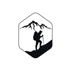 Climber silhouette logo icon vector.